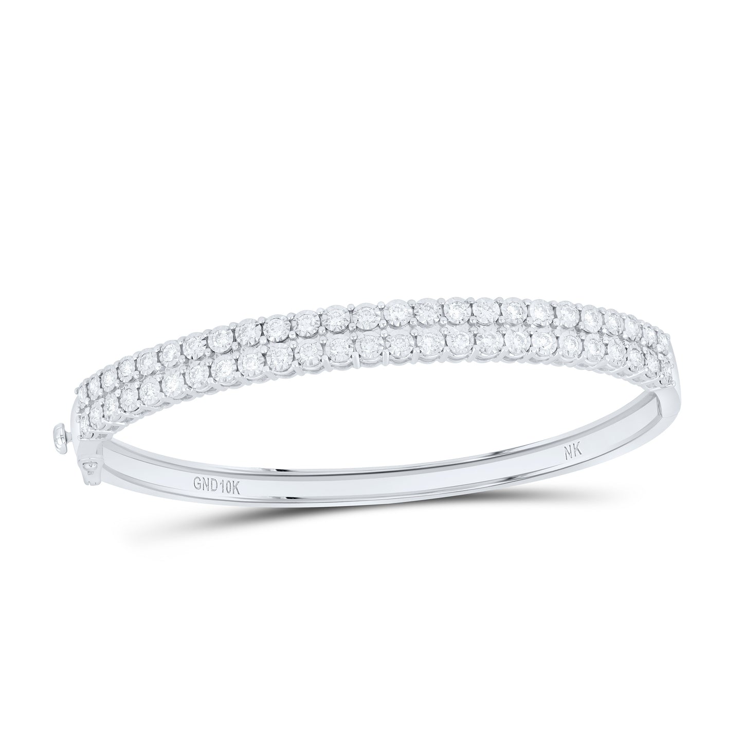 10K Yellow Or White Gold 1 1/4Ctw Natural Diamond Fashion Tennis Bangle (60X48Mm)