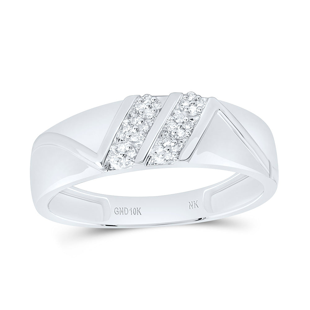 10K White Gold 1/10 Cttw Natural Diamond Mens Band