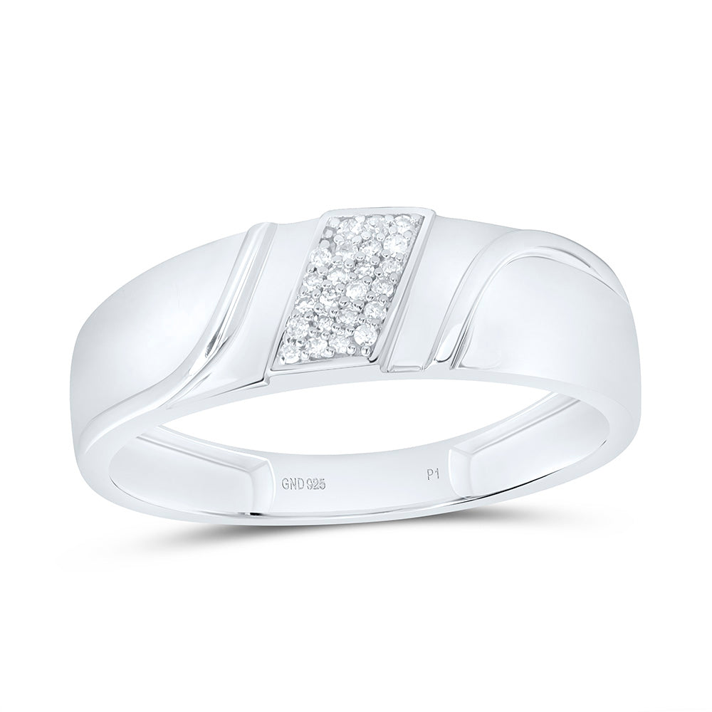 Sterling Silver 1/12 Cttw Natural Diamond P1 Gift Mens Band