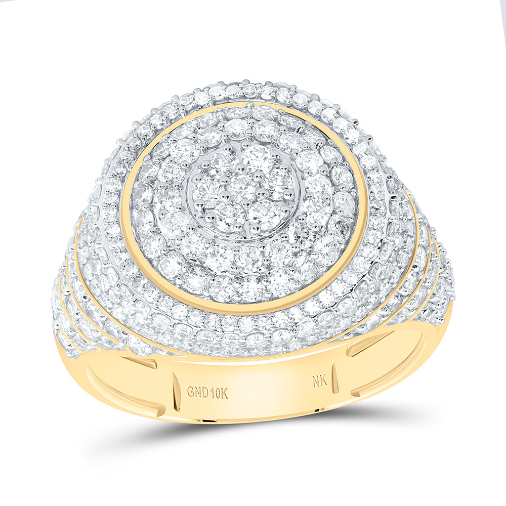 10K Yellow Gold 2 3/8Ctw Natural Diamond Round Mens Ring