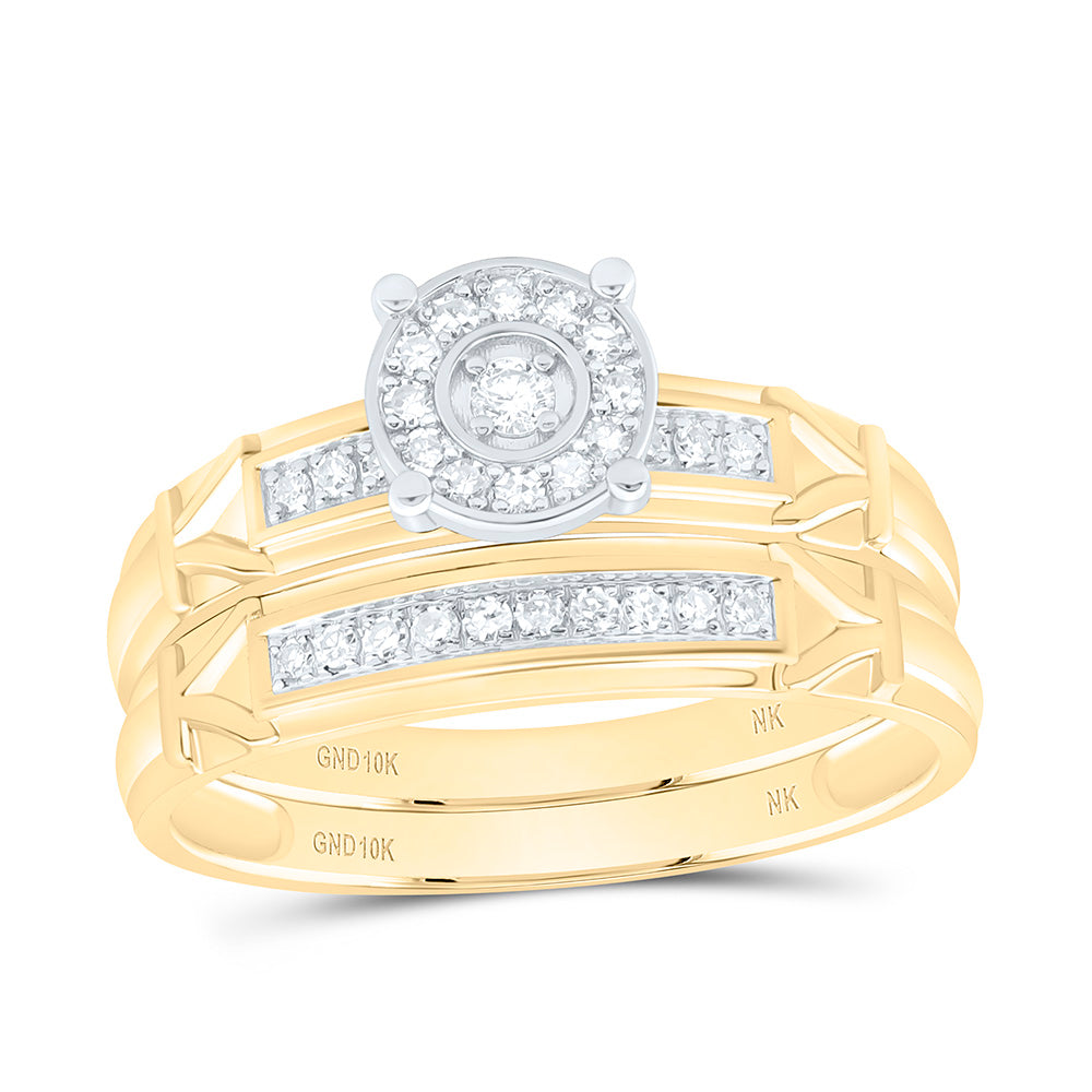 10K White Gold 1/4Ctw Natural Diamond Fashion Round Trio Set