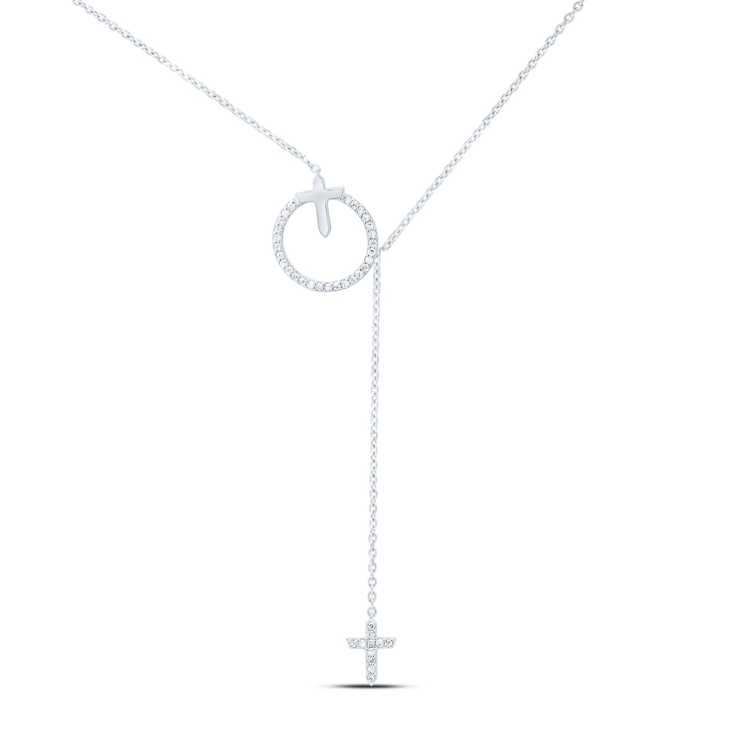 10K Yellow Or White Gold 1/6Ctw Natural Diamond Cn Fashion Cross Necklace (16 Inch)