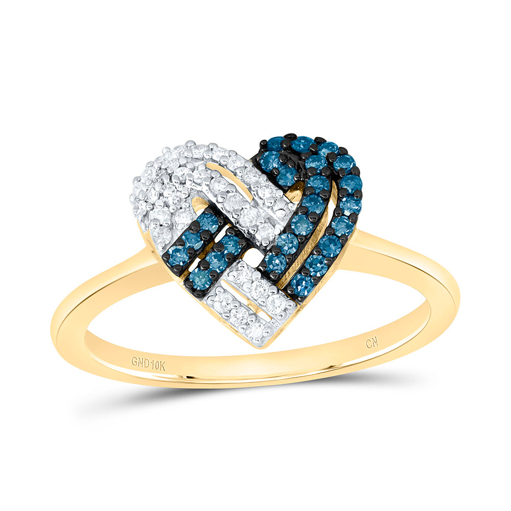 10K Yellow Gold 1/4Ctw Natural Diamond Cn Fashion Cognac Natural Heart Ring