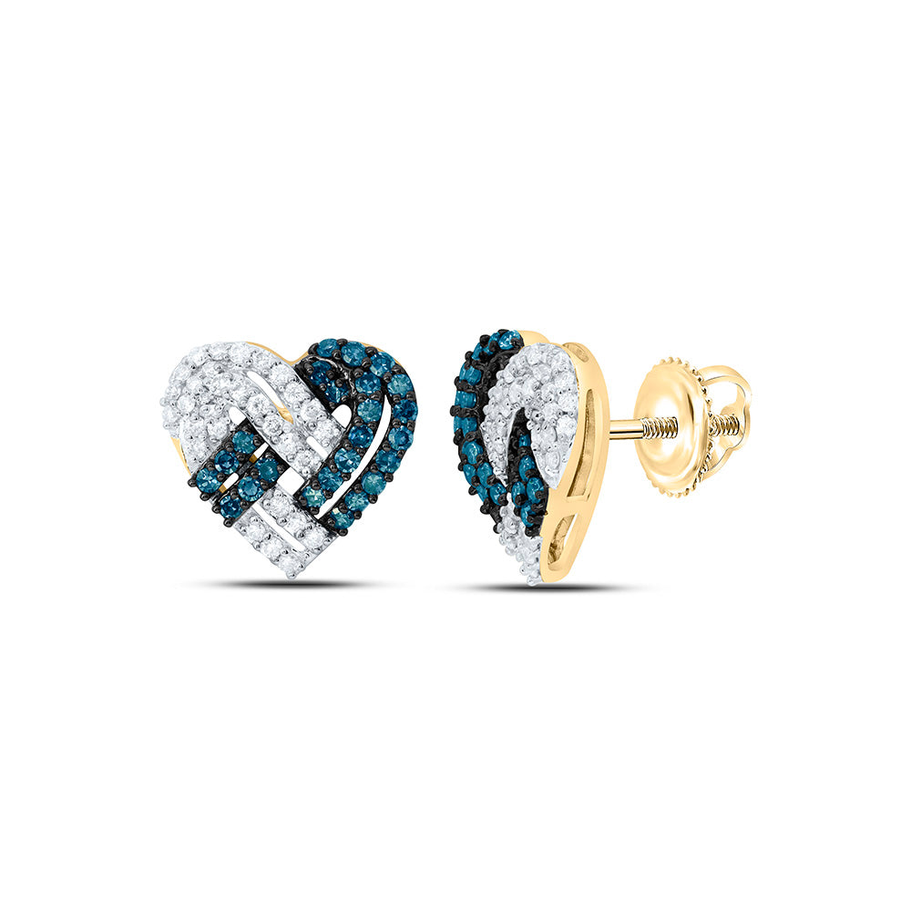 10K Yellow Or White Or Rose Gold 1/2Ctw Natural Diamond Cn Fashion Natural Heart Earring