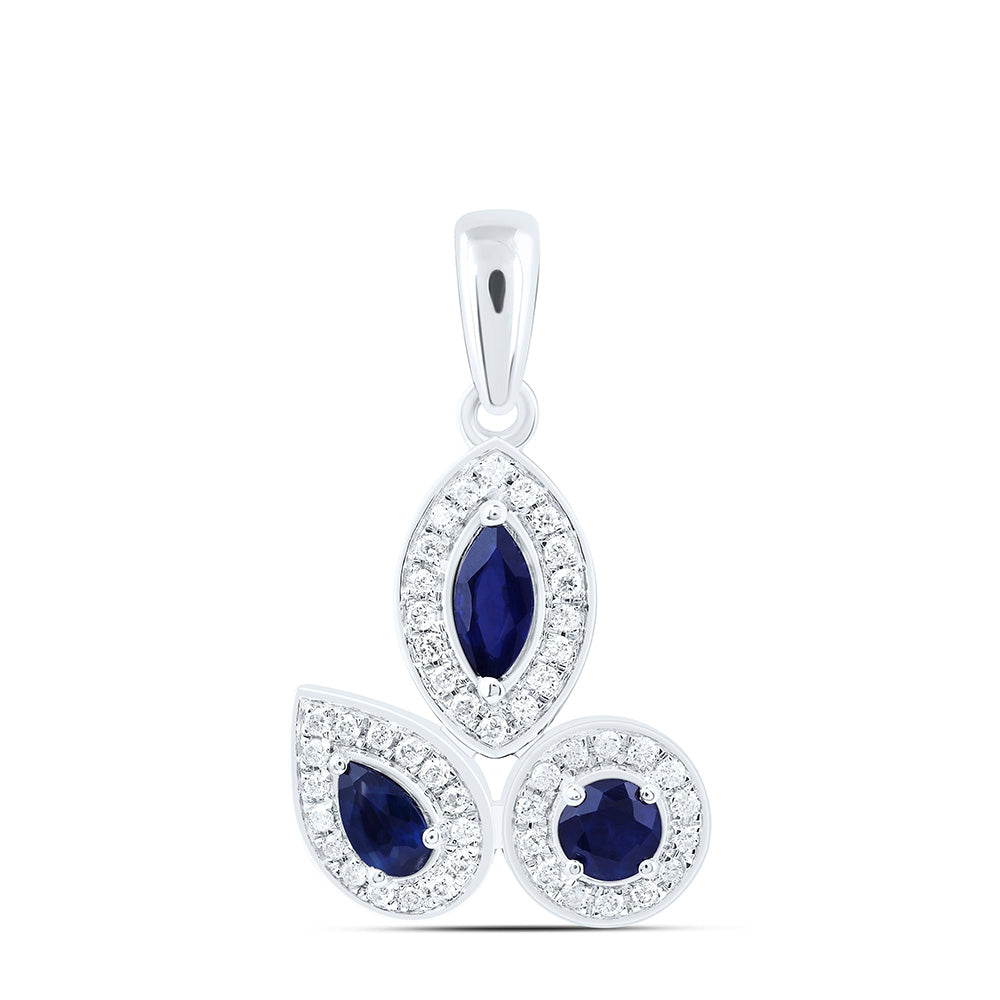 14K Yellow Or White Gold Natural Diamond Ana M Round, Marquise, Pear Natural Gem Pendant
