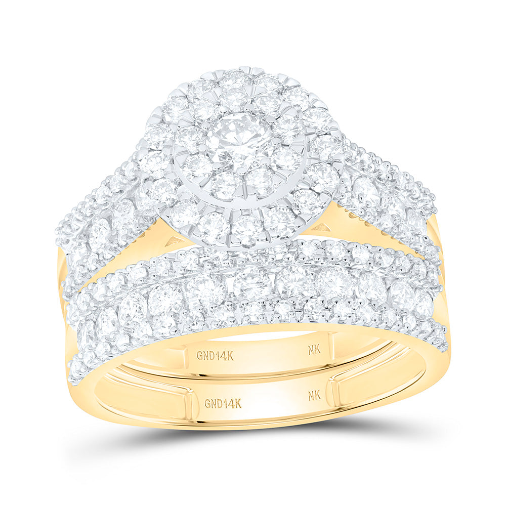 14K White Gold 2 1/4Ctw Natural Diamond Round Trio Set