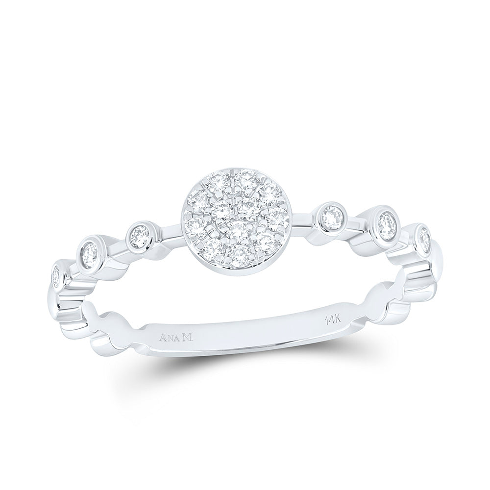 14K Yellow Gold 1/6Ctw Natural Diamond Ana M Fashion Round Ring