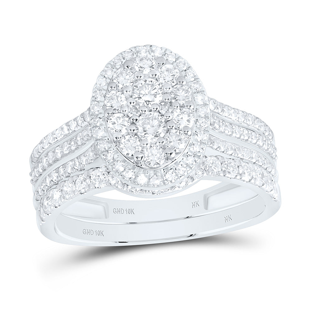 10K Yellow Gold 1Ctw Natural Diamond Single Halo Oval Bridal Ring