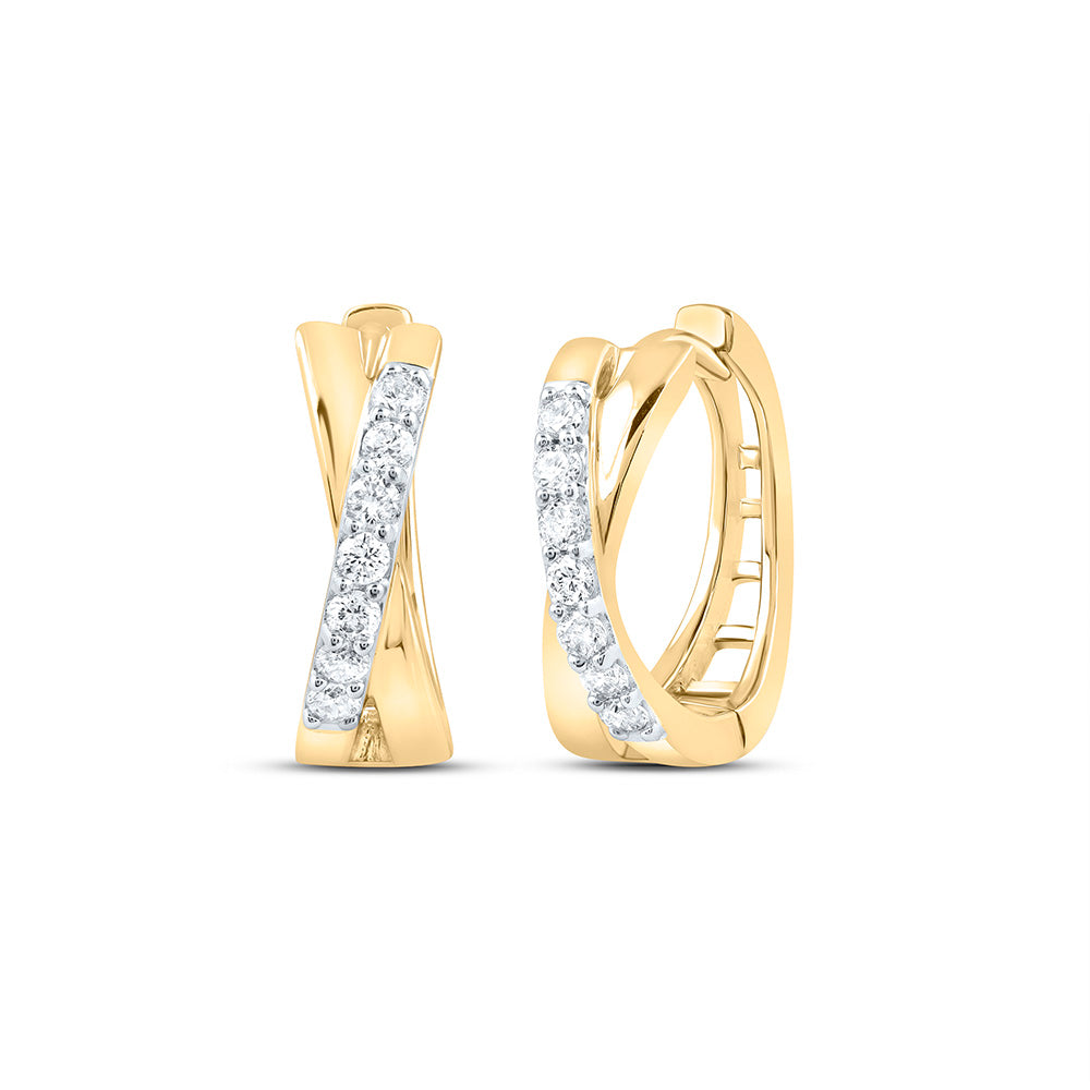 18K Yellow Or White Gold 1/6Ctw Natural Diamond Ana M Elite Fashion Hoops Earring