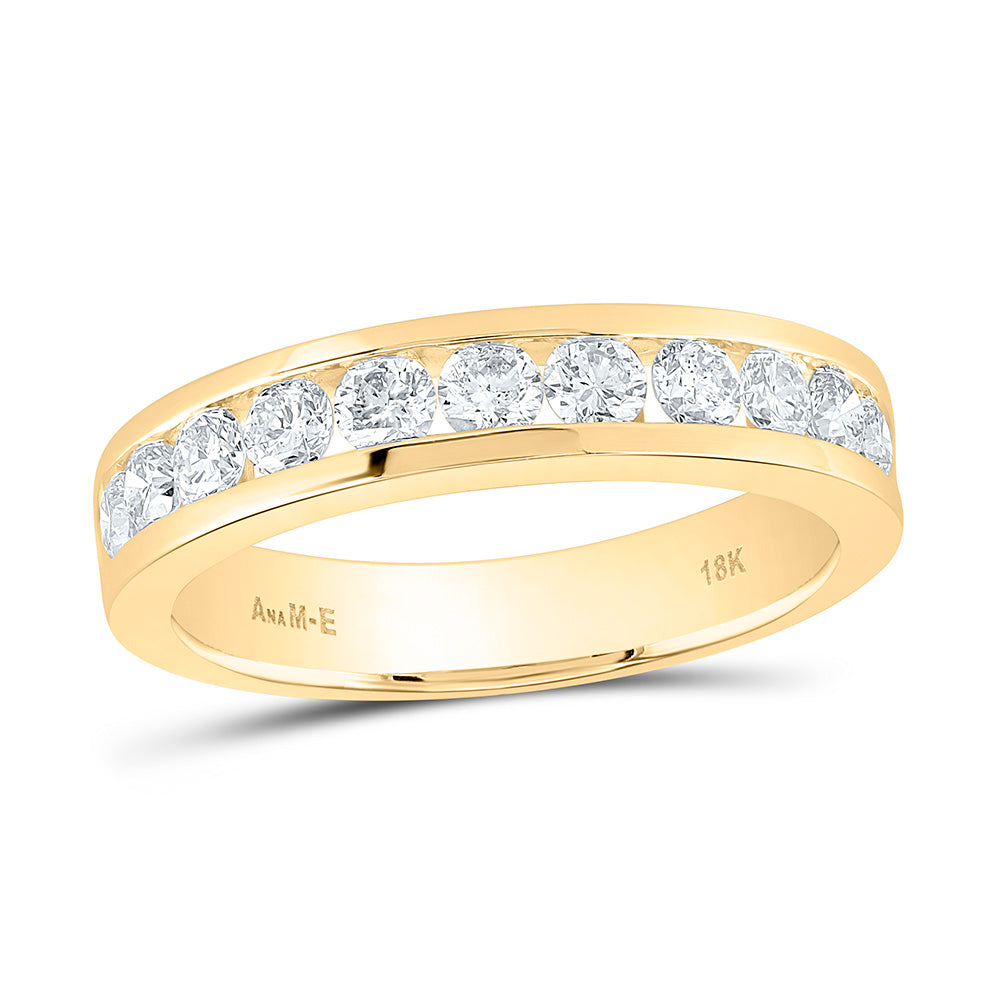18K Yellow Gold 3/4 Cttw Natural Diamond Ana M Elite Fashion Ladies Band