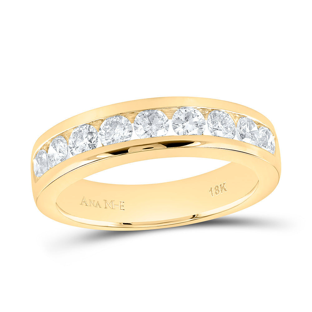 18K Yellow Gold 7/8 Cttw Natural Diamond Ana M Elite Fashion Ladies Band