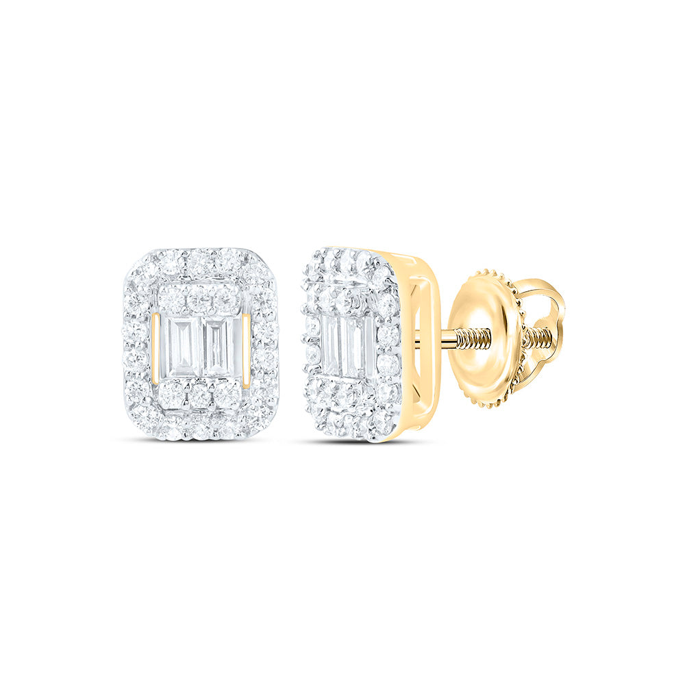 14K Yellow Or White Gold 1/4Ctw Natural Diamond Ana M Fashion Emerald Earring
