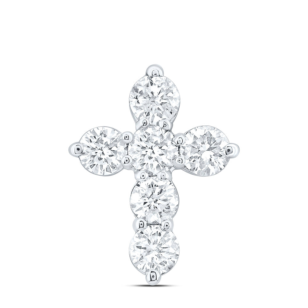 14K Yellow Or White Gold 3/8Ctw Natural Diamond Cn Fashion Cross Pendant