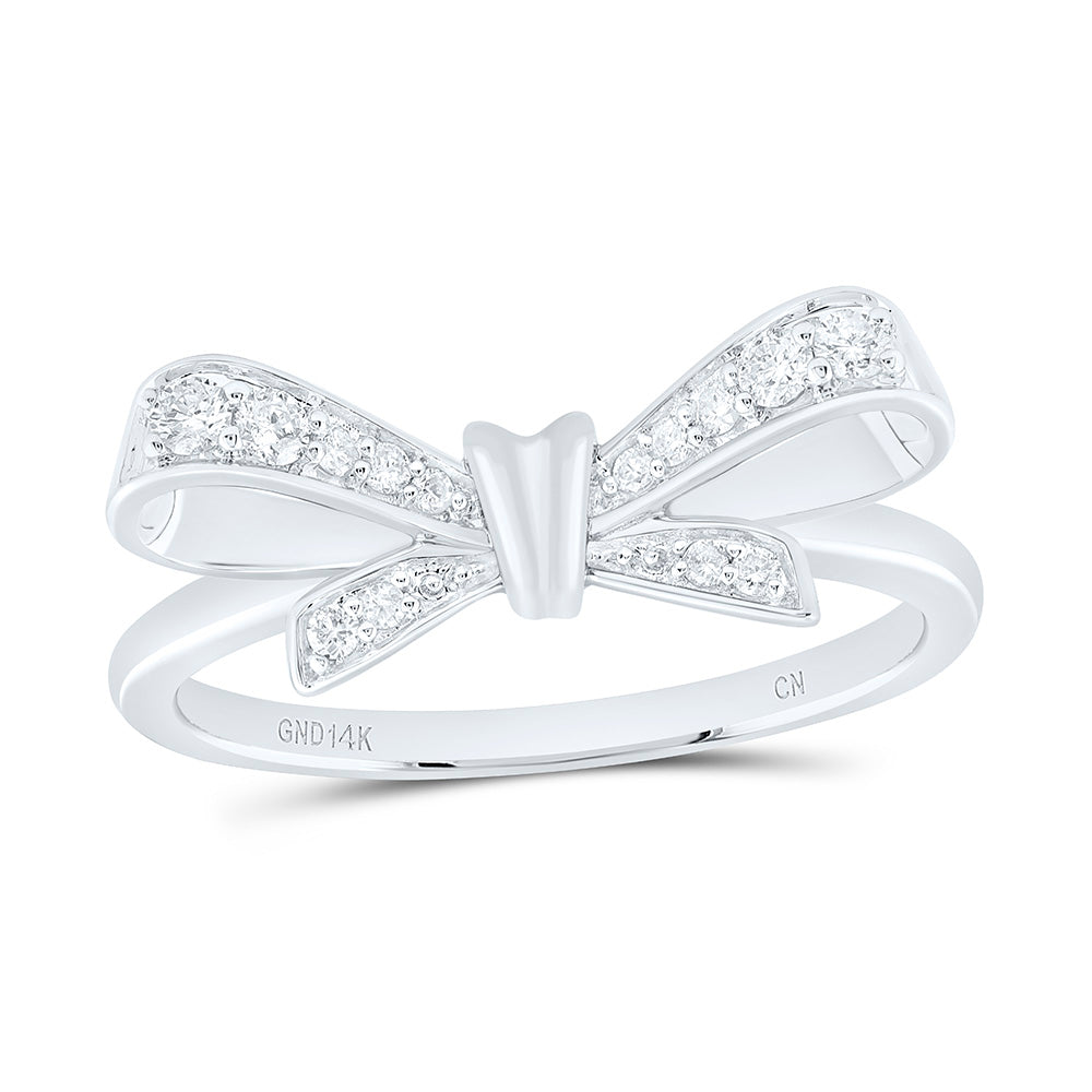 14K Yellow Gold 1/6Ctw Natural Diamond Cn Fashion Bow Ring