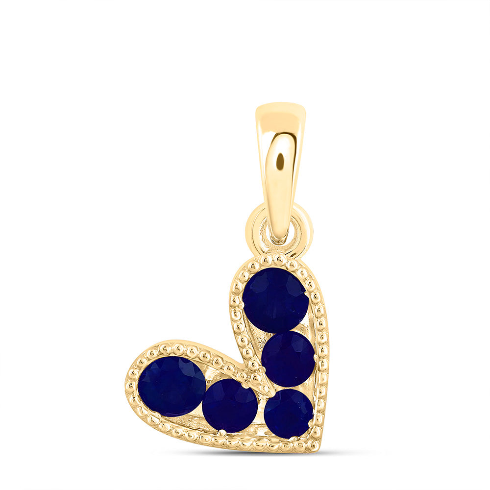 14K Yellow Or White Gold 1/3Ctw Round Natural Gem Heart Pendant