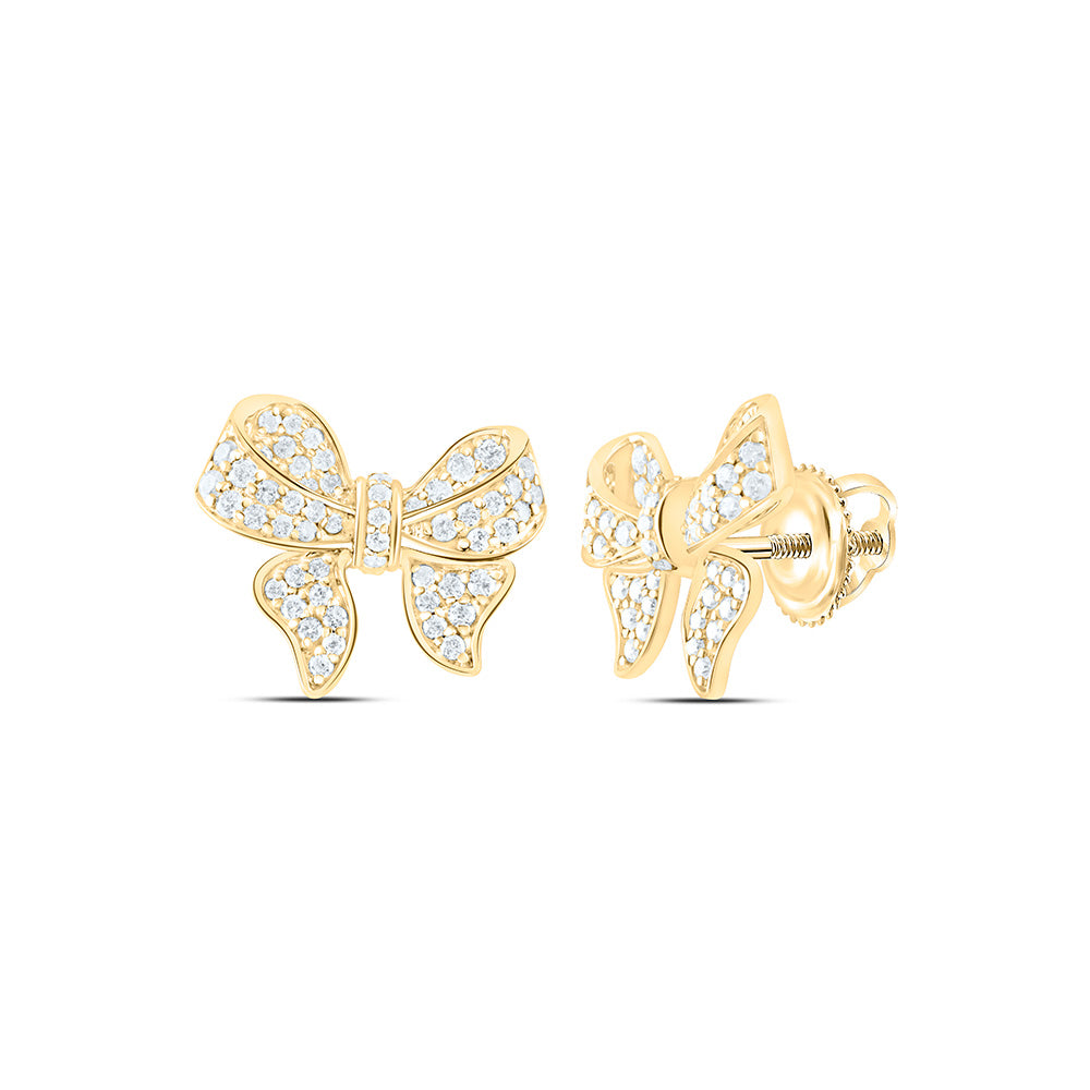 14K Yellow Or White Gold 7/8Ctw Natural Diamond Cn Fashion Bow Earring
