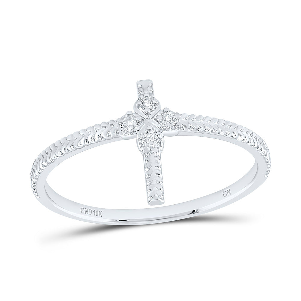 10K Yellow Gold 0.03Ctw Natural Diamond Cn Gift Cross Ring