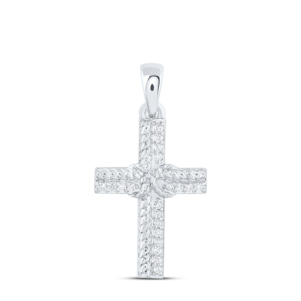 10K Yellow Or White Gold 1/12Ctw Natural Diamond Cn Gift Cross Pendant
