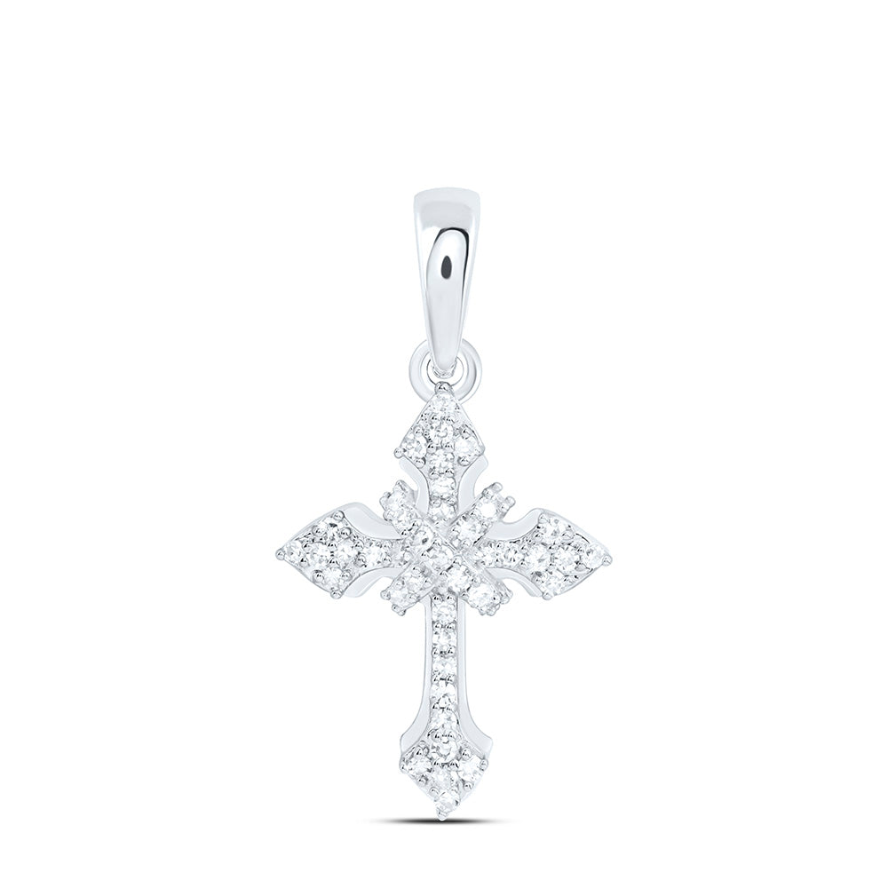 10K Yellow Or White Gold 1/8Ctw Natural Diamond Fashion Cross Pendant