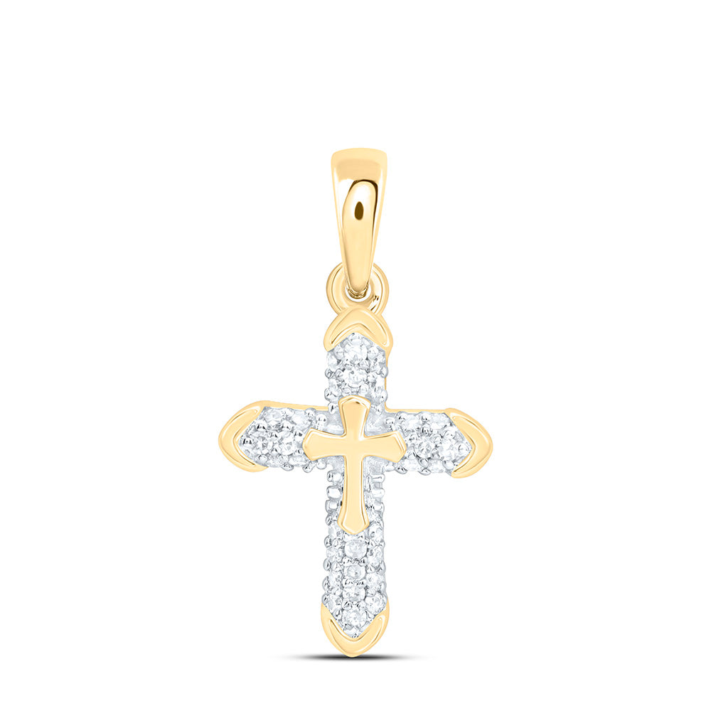 10K Yellow Gold 1/10Ctw Natural Diamond Fashion Cross Pendant
