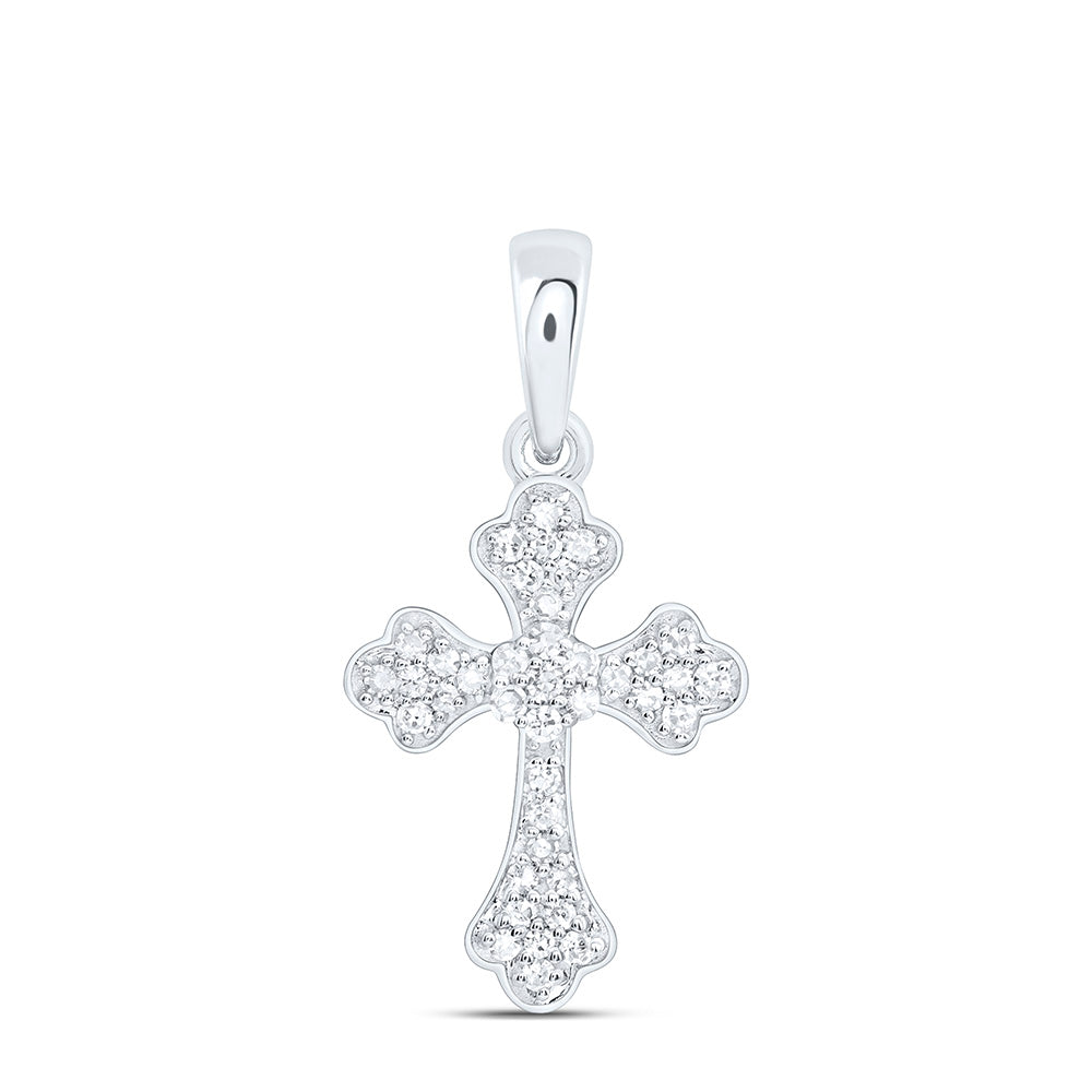 10K Yellow Or White Gold 1/8Ctw Natural Diamond Fashion Cross Pendant