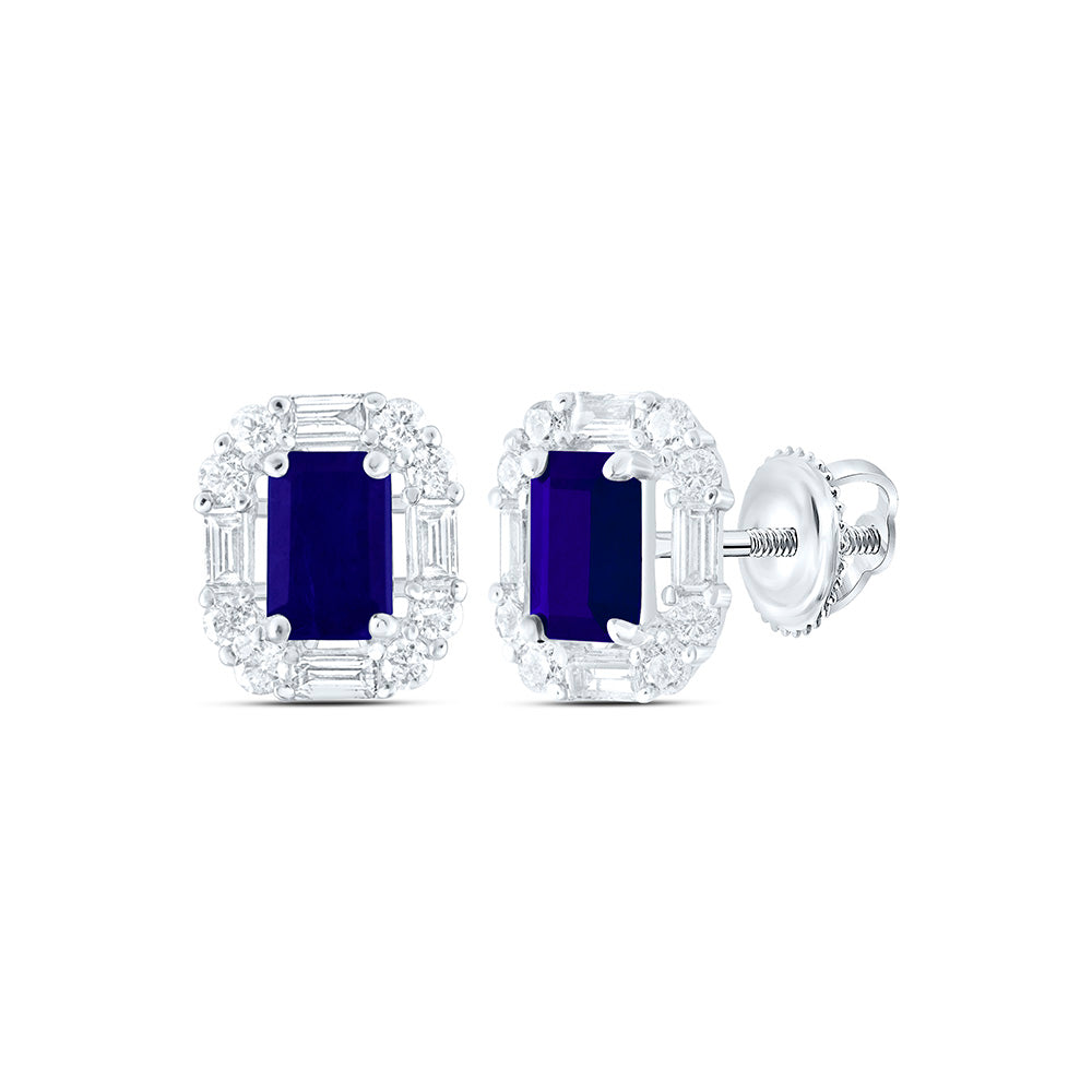 14K Yellow Or White Gold 5/8Ctw Natural Diamond Ana M 6X4Mm Natural Gem Emerald Earring