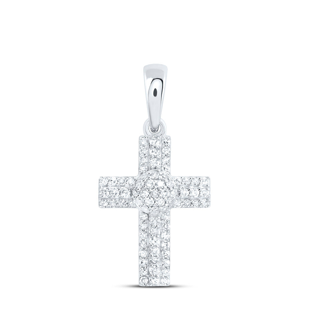 10K Yellow Or White Gold 1/4Ctw Natural Diamond Fashion Cross Pendant
