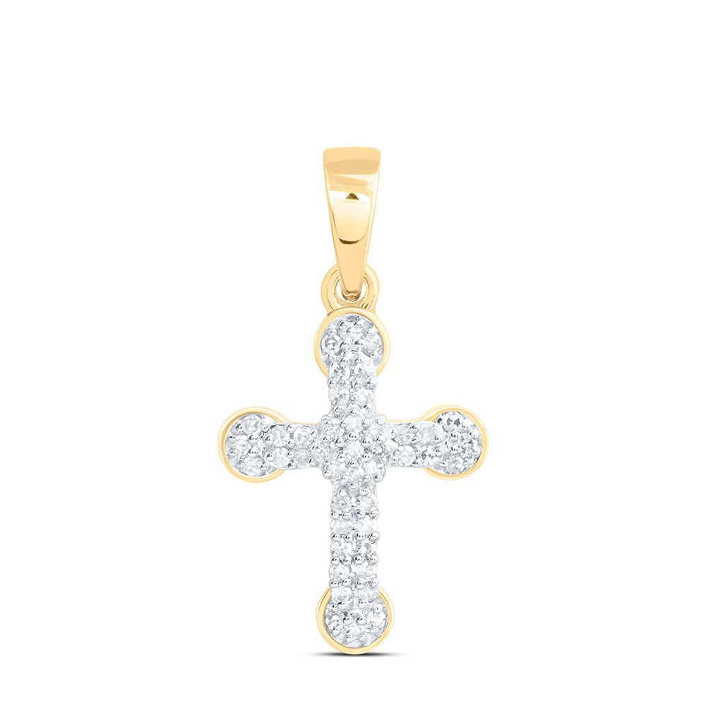 10K Yellow Or White Gold 1/10Ctw Natural Diamond Fashion Cross Pendant