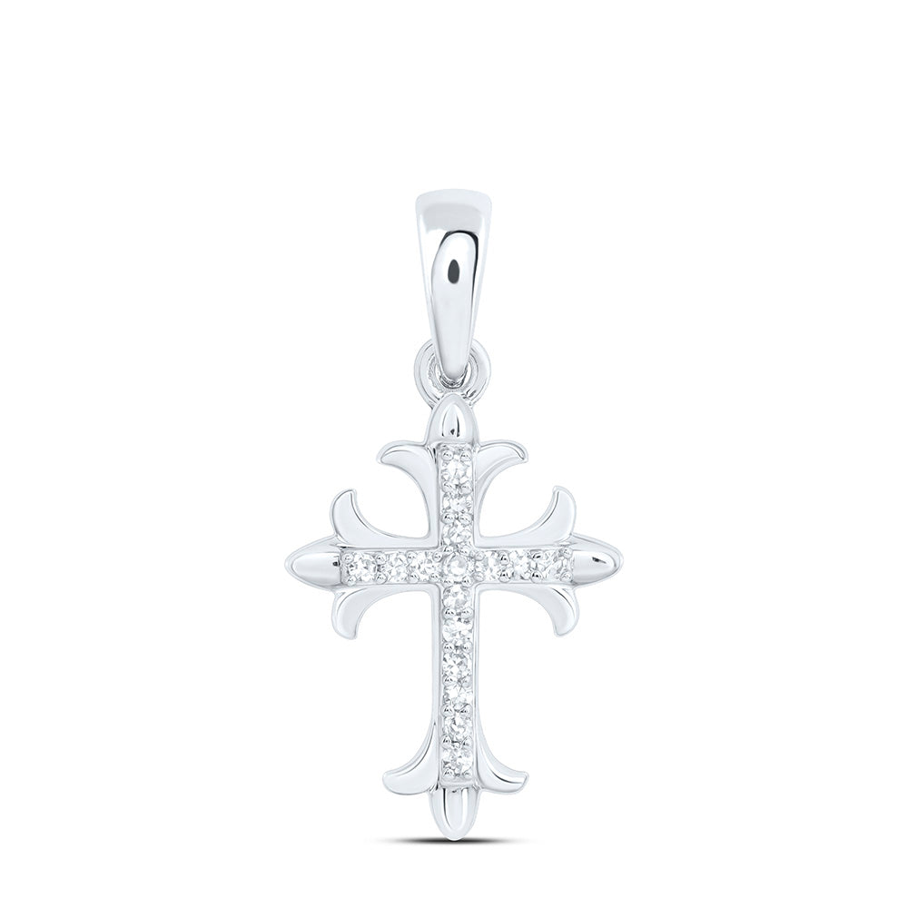 10K Yellow Or White Gold 1/20Ctw Natural Diamond Gift Cross Pendant
