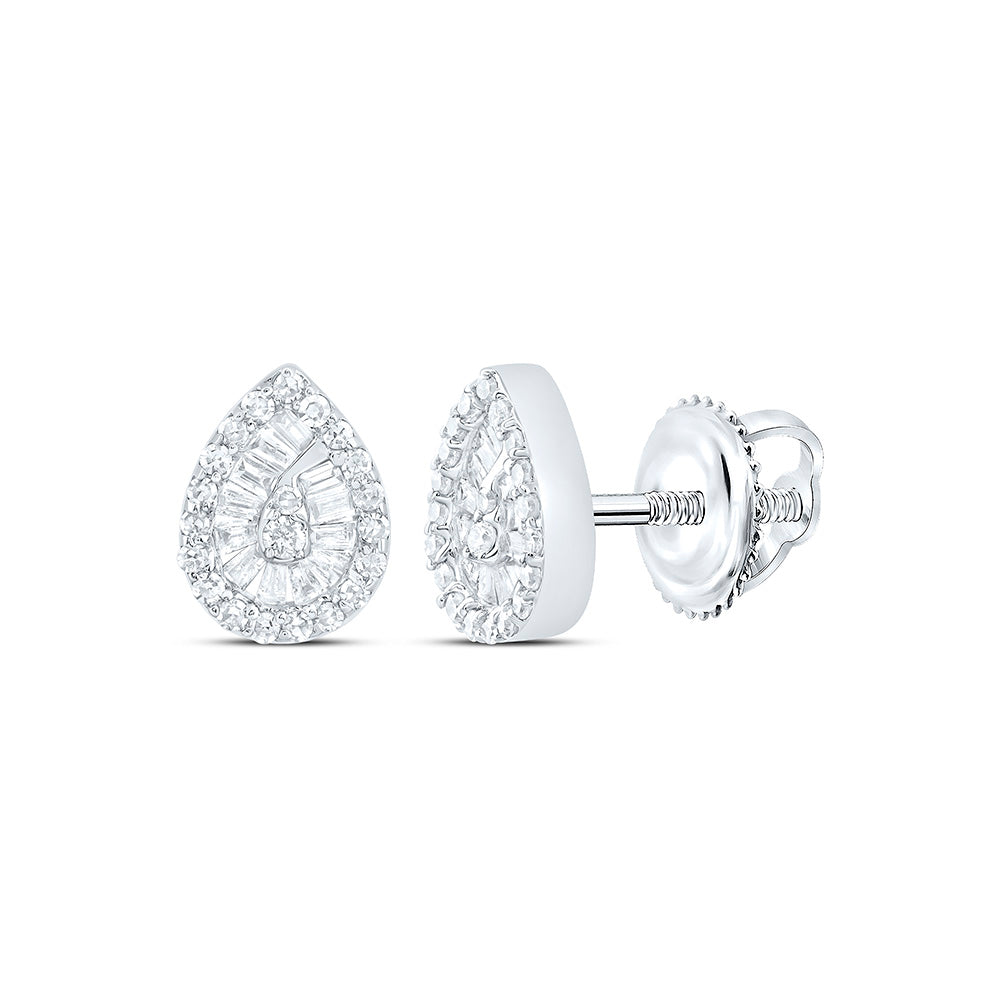 10K Yellow Or White Gold 1/3Ctw Natural Diamond Fashion Pear Earring
