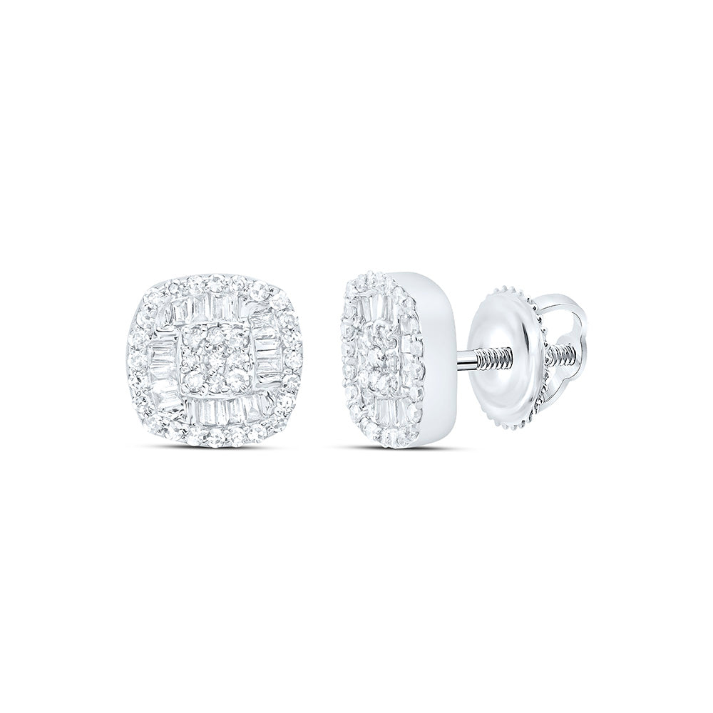 10K Yellow Or White Gold 1/3Ctw Natural Diamond Fashion Cushion Earring