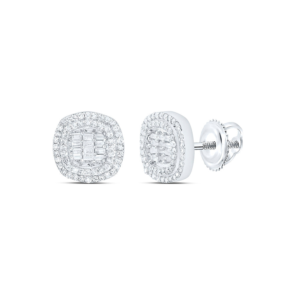 10K Yellow Or White Gold 1/2Ctw Natural Diamond Fashion Cushion Earring