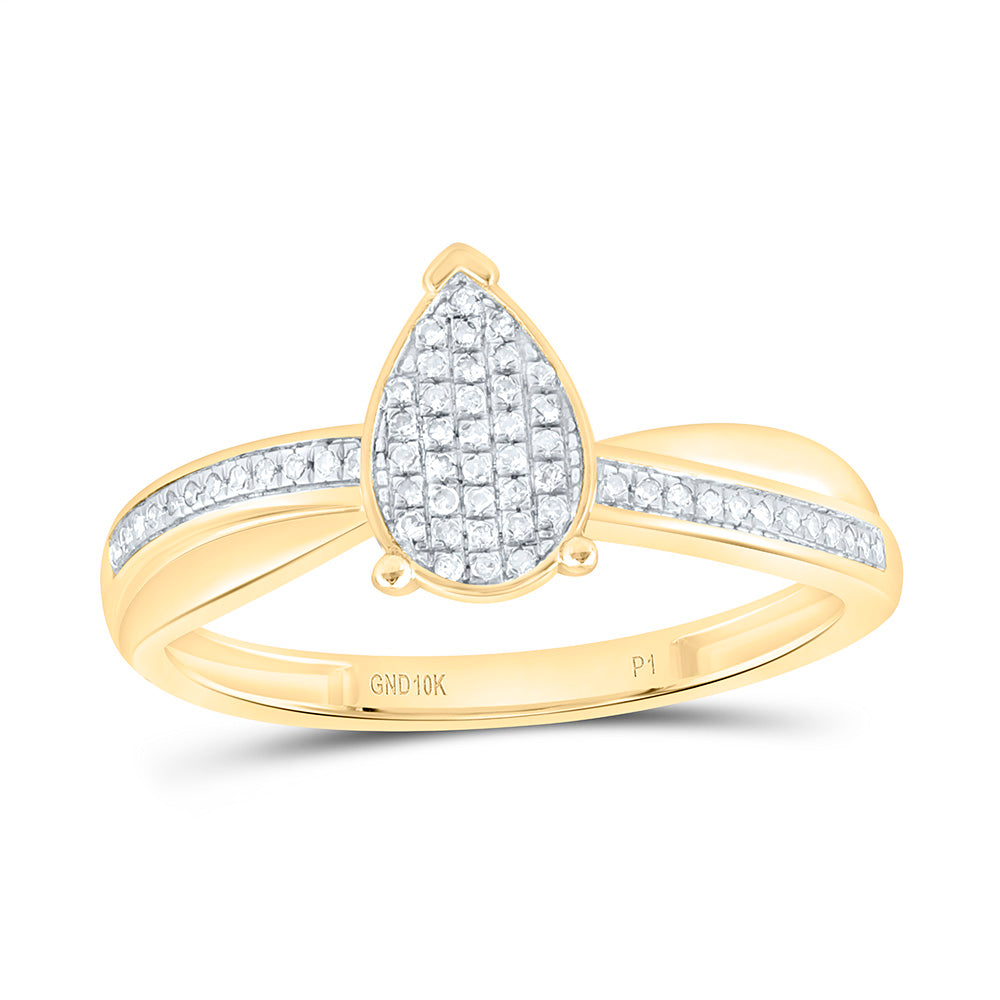 10K Yellow Gold 1/8Ctw Natural Diamond P1 Gift Pear Ring