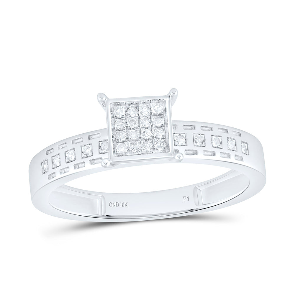 10K Yellow Gold 1/10Ctw Natural Diamond P1 Gift Square Ring