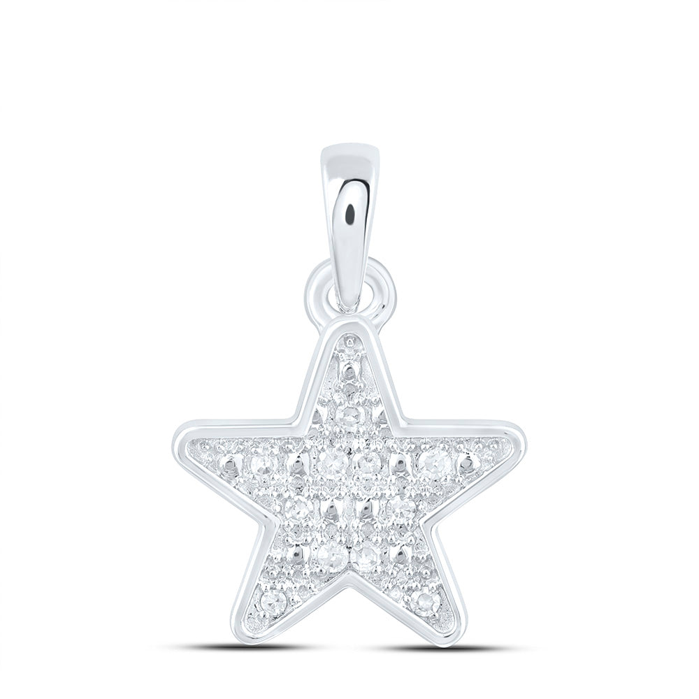 10K Yellow Or White Gold 0.03Ctw Natural Diamond P1 Gift Star Pendant