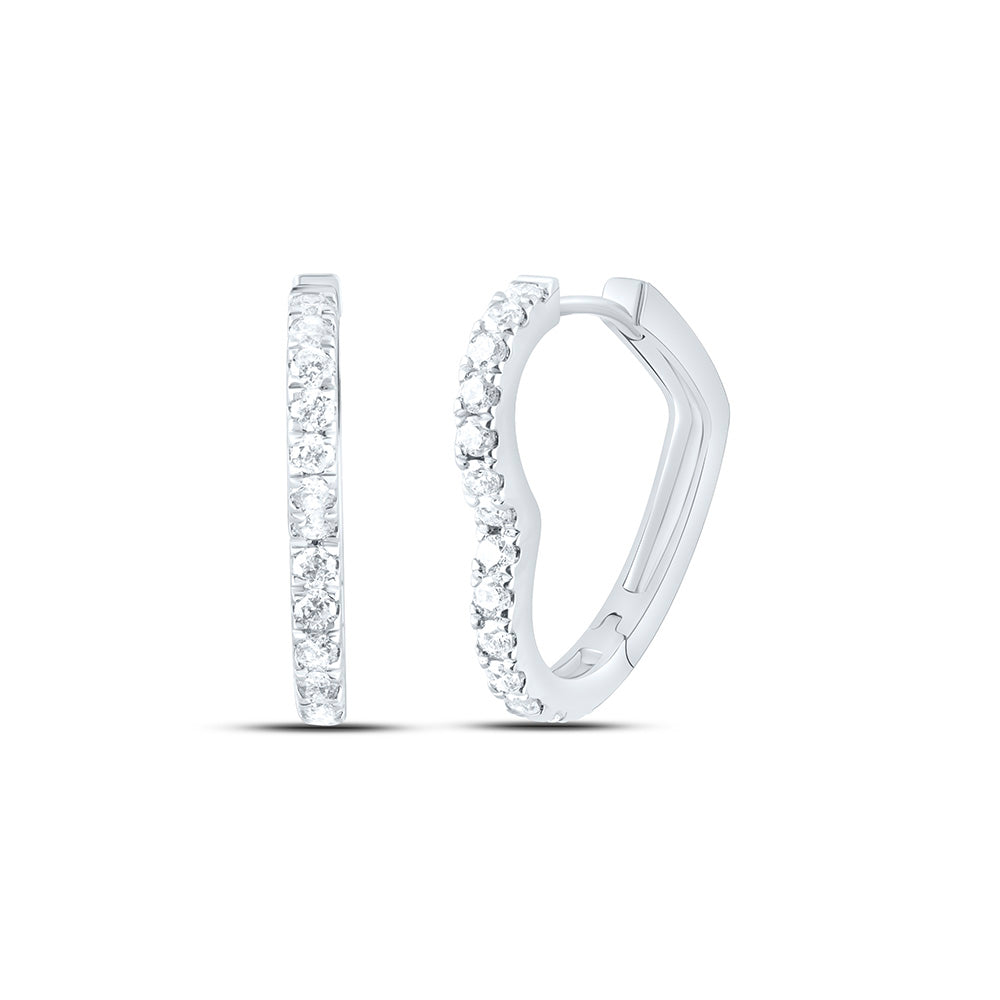 14K Yellow Or White Gold 1/2Ctw Natural Diamond Cn Fashion Heart Hoop Earring