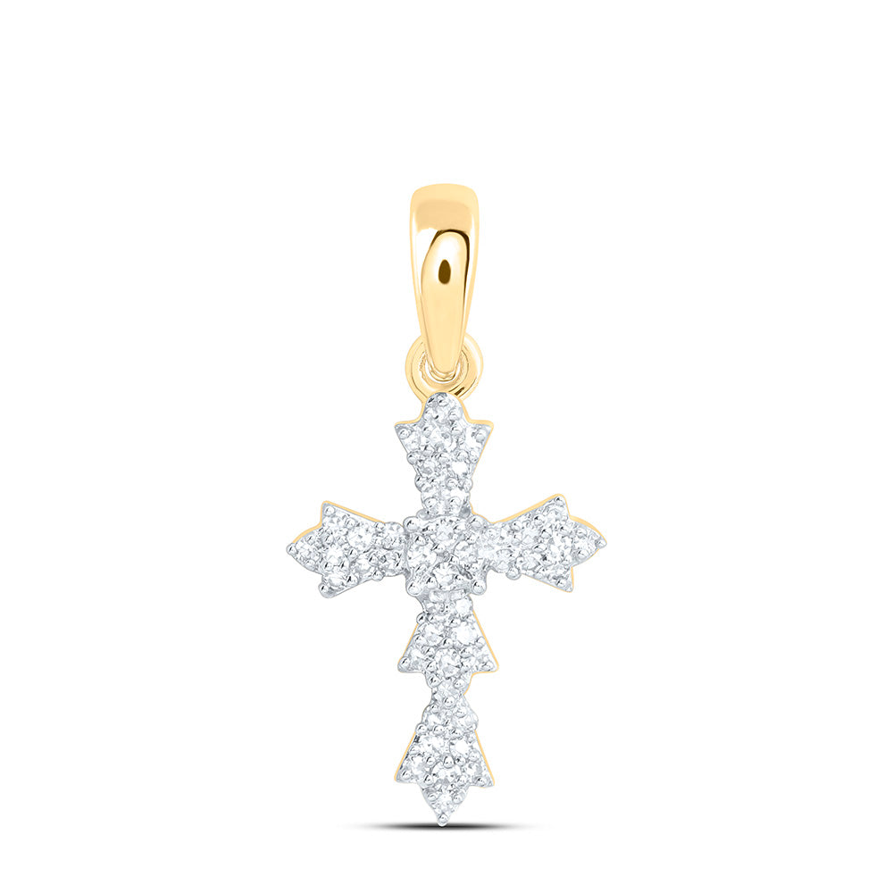 10K Yellow Gold 1/8Ctw Natural Diamond Fashion Cross Pendant