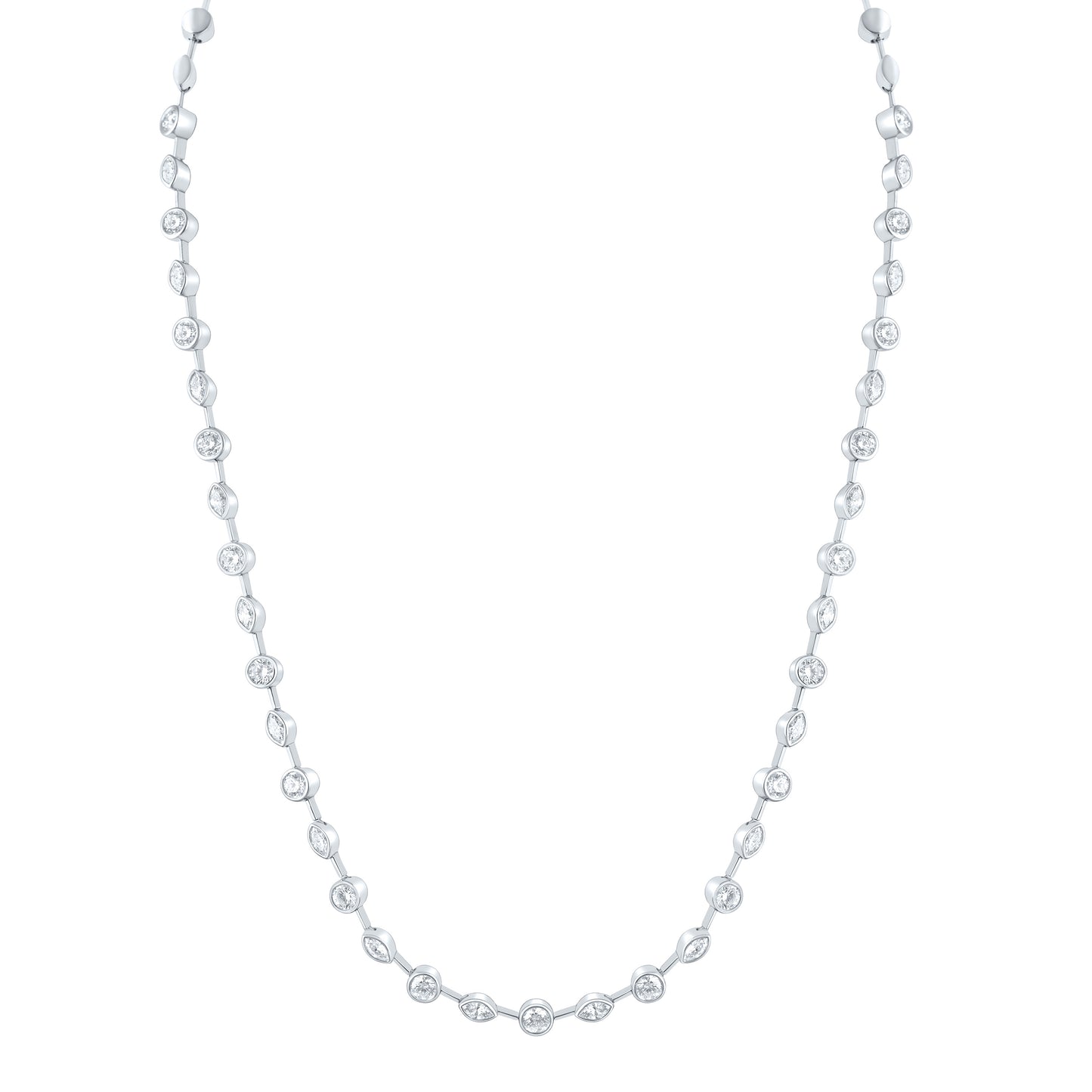 14K Yellow Or White Gold Natural Diamond Nke Fashion Necklace (17 Inch)