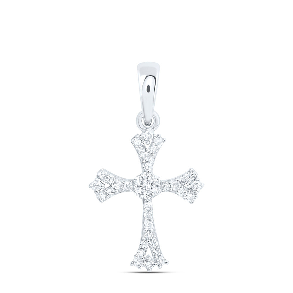 10K Yellow Or White Gold 1/8Ctw Natural Diamond Fashion Cross Pendant