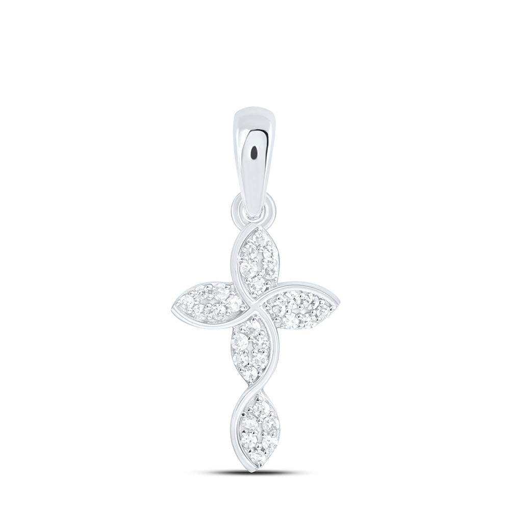 10K Yellow Or White Gold 1/10Ctw Natural Diamond Fashion Cross Pendant