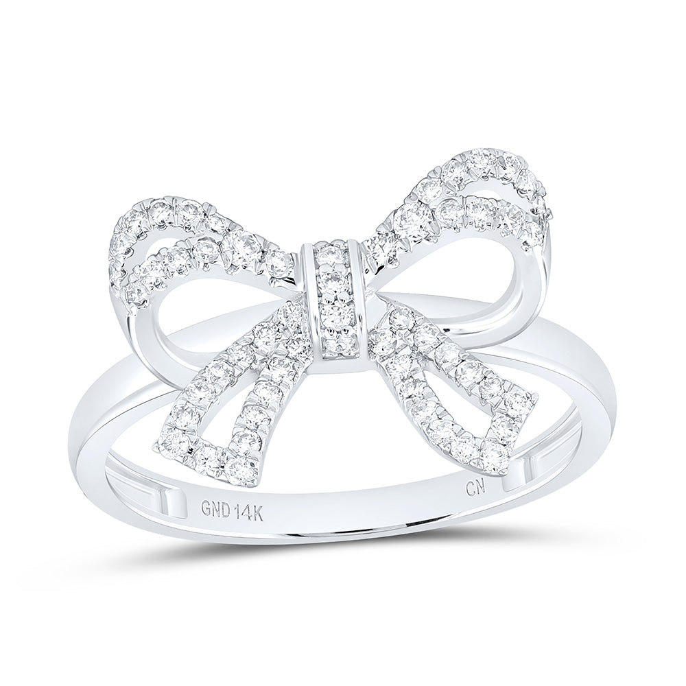 14K Yellow Gold 1/3Ctw Natural Diamond Cn Fashion Bow Ring