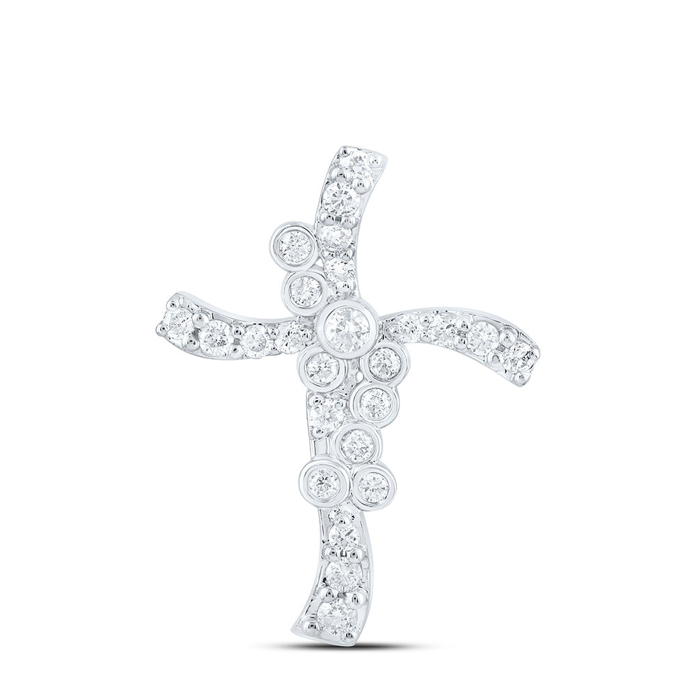 10K Yellow Or White Gold 1/5Ctw Natural Diamond Cn Fashion Cross Pendant