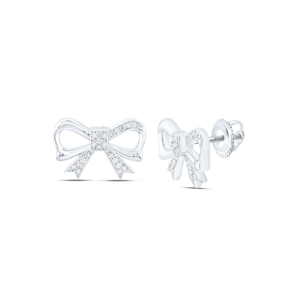 10K Yellow Or White Gold 1/4Ctw Natural Diamond Cn Fashion Bow Earring