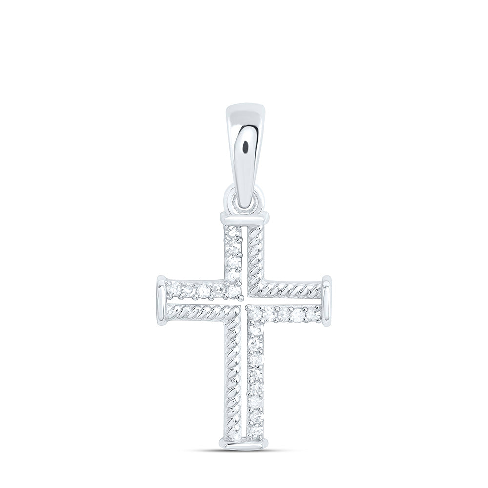 Sterling Silver 1/12Ctw Natural Diamond P1 Gift Cross Pendant