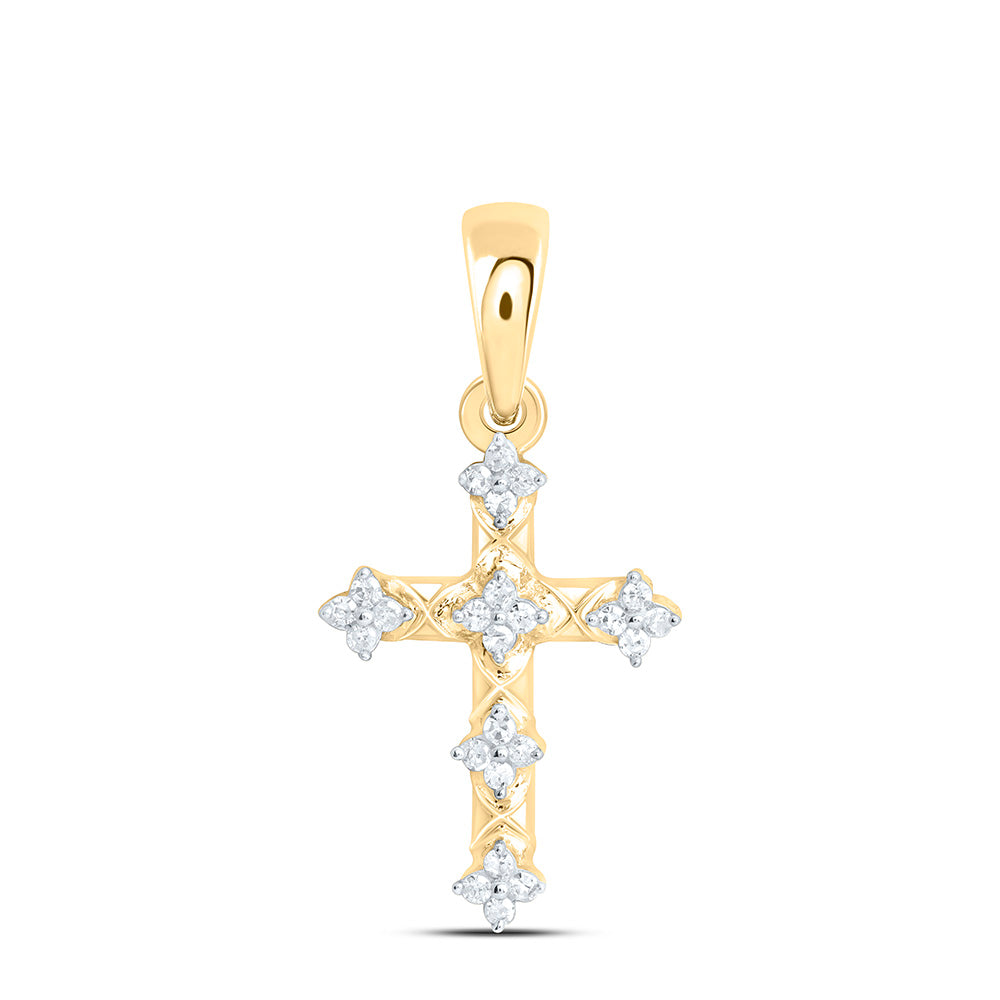 Sterling Silver 1/12Ctw Natural Diamond P1 Gift Cross Pendant