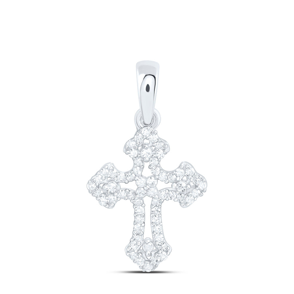 Sterling Silver 1/5Ctw Natural Diamond P1 Gift Cross Pendant