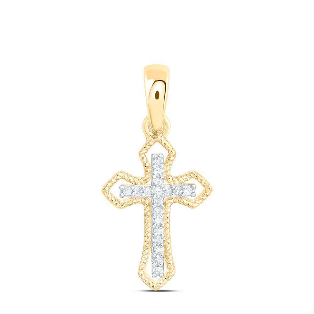 Sterling Silver 1/20Ctw Natural Diamond P1 Gift Cross Pendant