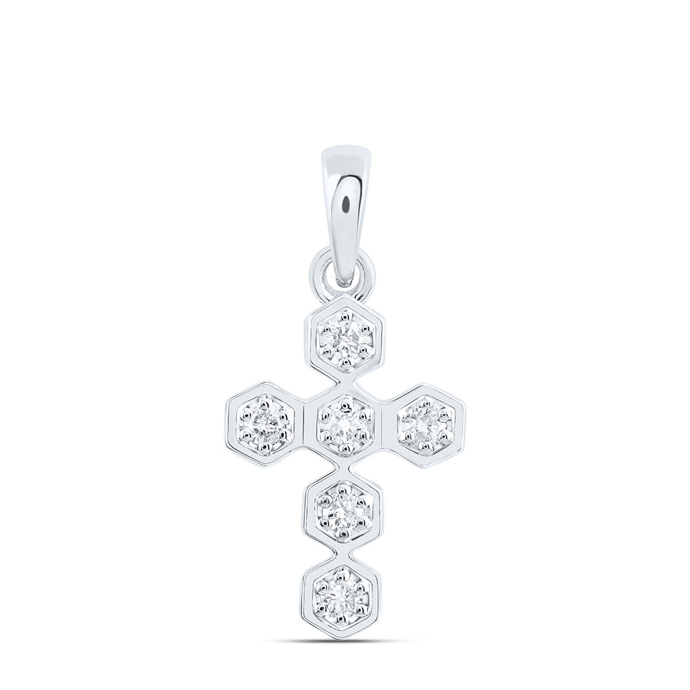 10K Yellow Or White Gold 1/6Ctw Natural Diamond Cn Fashion Cross Pendant