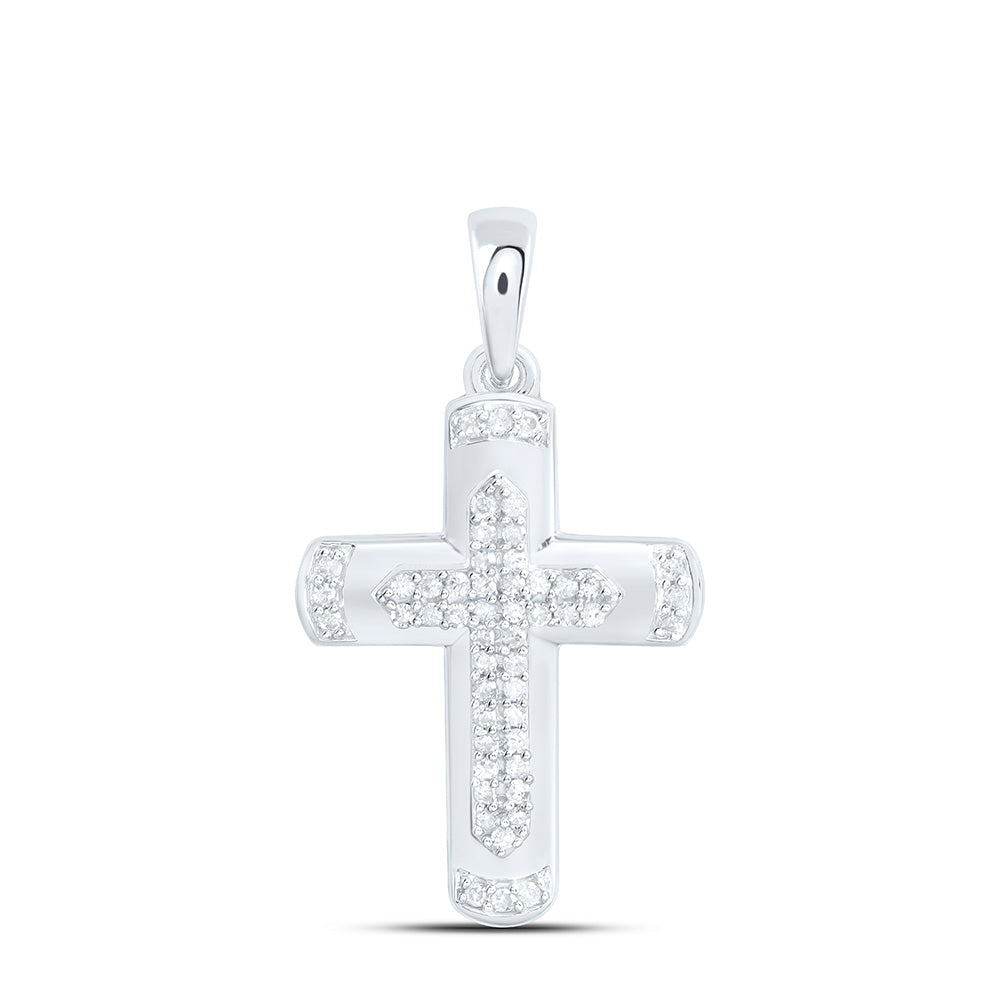 Sterling Silver 1/6Ctw Natural Diamond P1 Gift Cross Pendant