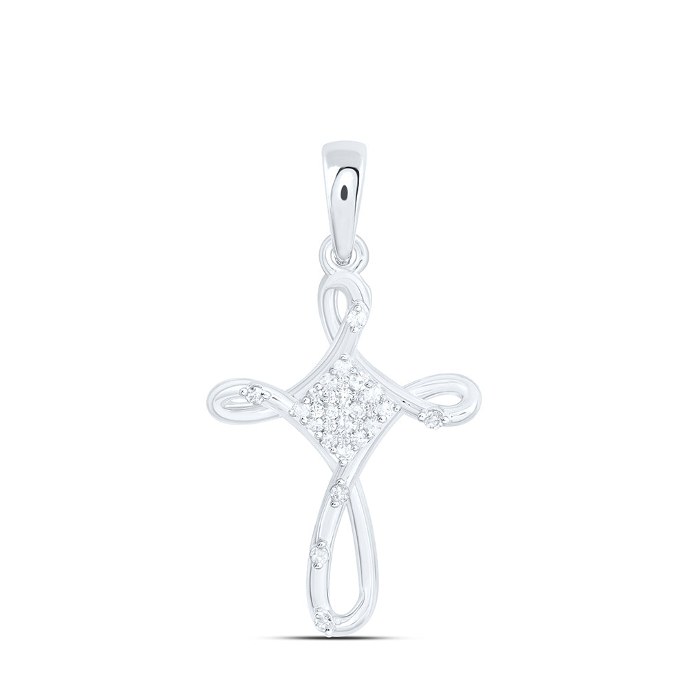 Sterling Silver 1/10Ctw Natural Diamond P1 Gift Cross Pendant